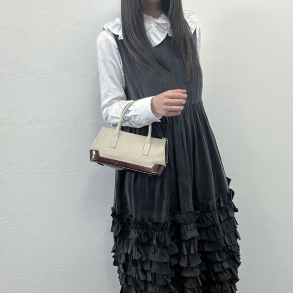 Prada Tote Brown Beige Leather Vintage